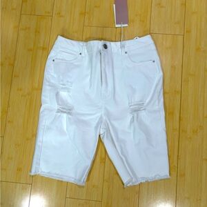 White Denim Ripped Jean Shorts. Size 15.